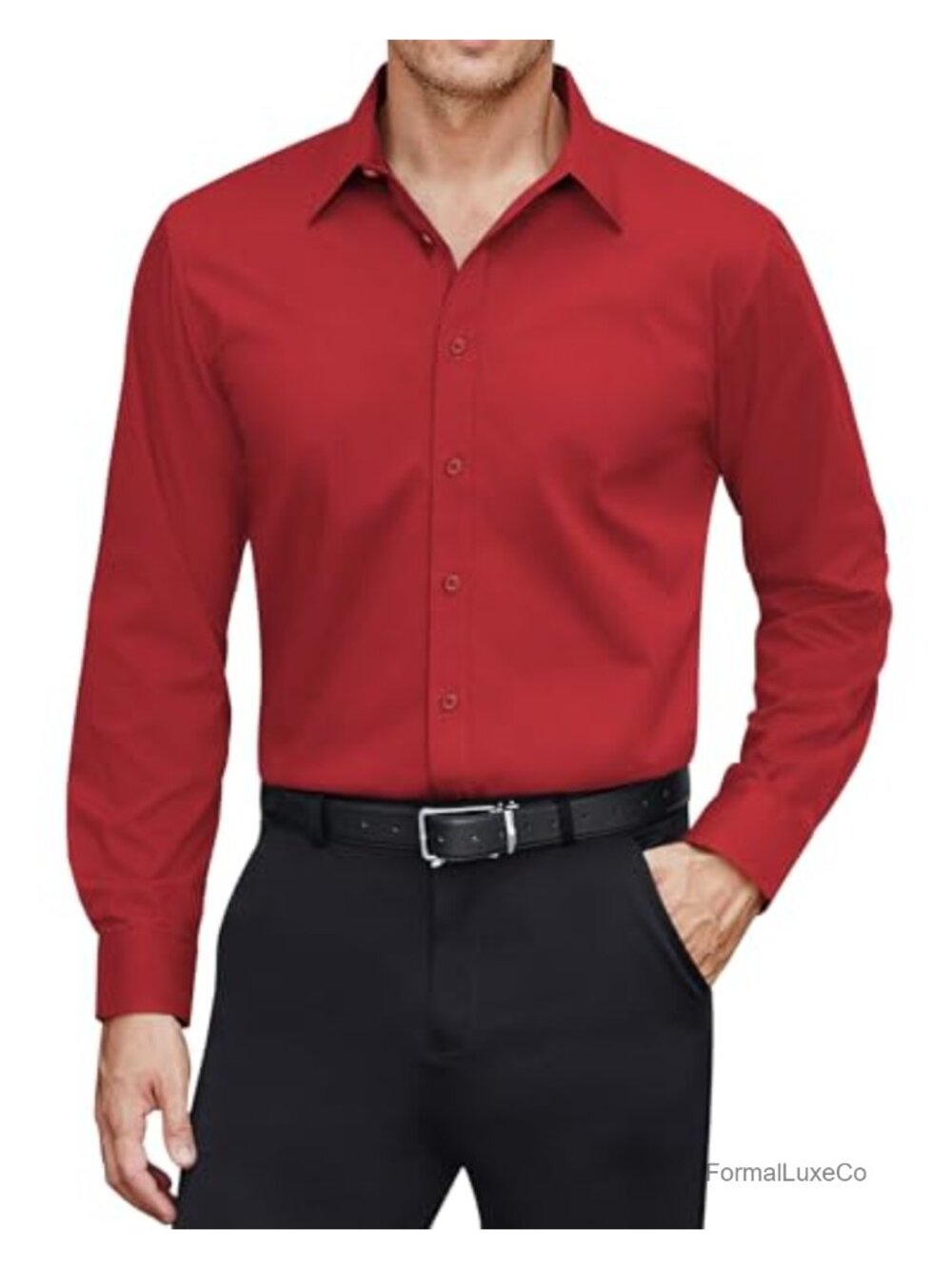 Men's Dress Shirt Stretch Stain Shield Long Sleeve Button Down